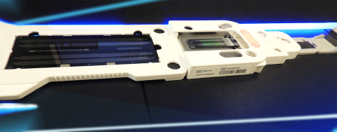 close-up view of various Illumina flow cells