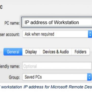 Screenshot of Microsoft Remote Desktop Client for MacOS
